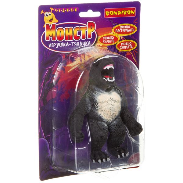 

Чудики Bondibon Игрушка-тянучка «МОНСТР», Волк, BLISTER 22,8x3х15,2см, Черный