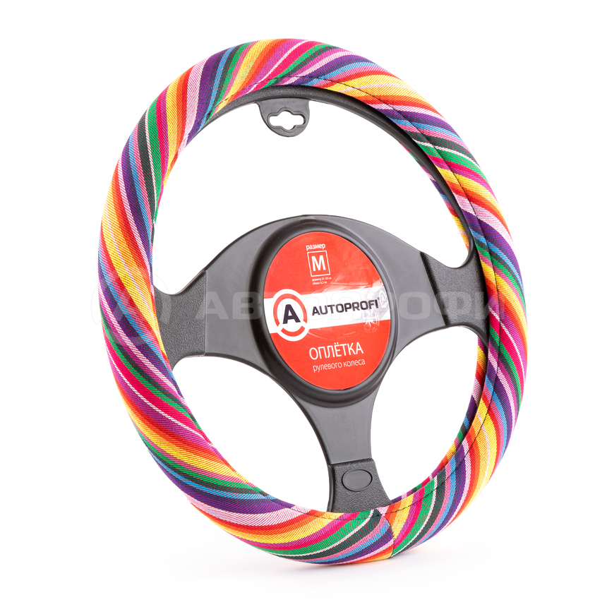 

Оплётка руля AUTOPROFI из текстиля AP-1915 Multi/YE (M), Мульти желтый