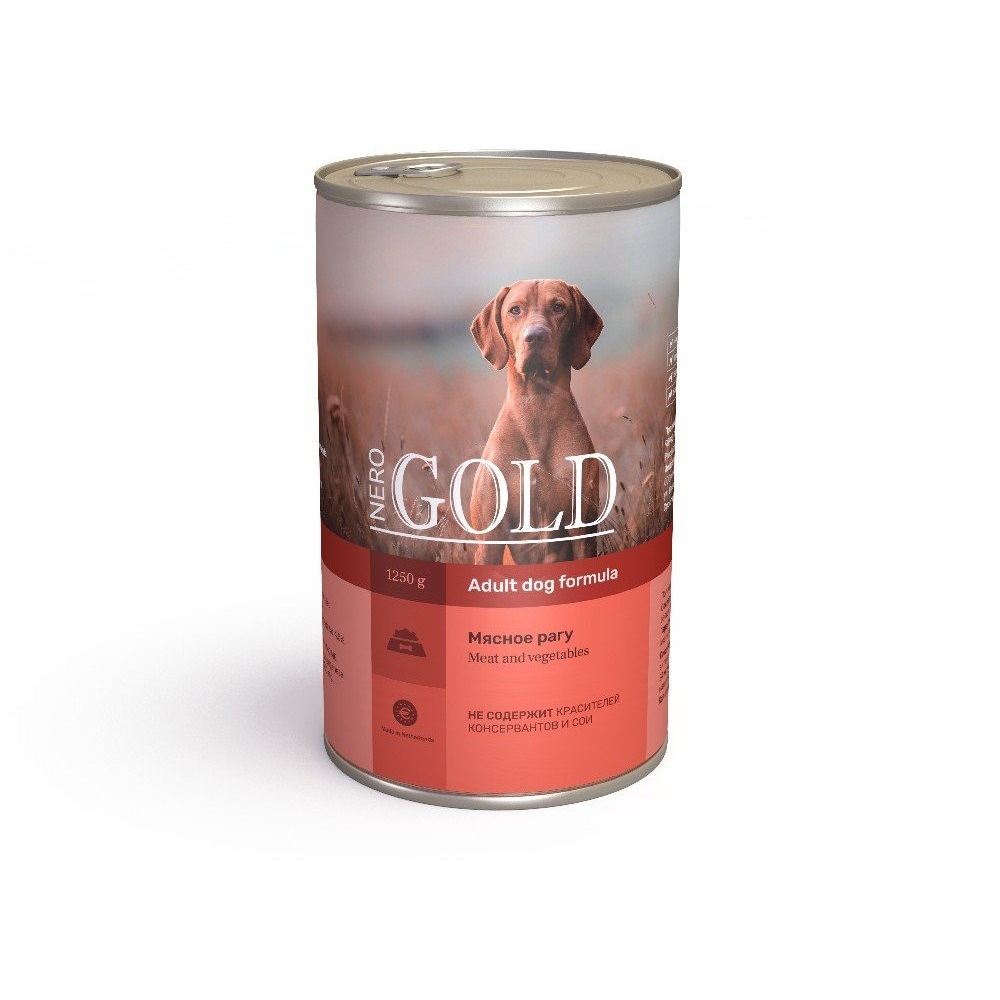 фото Консервы для собак nero gold adult dog formula, мясное рагу, 1250г