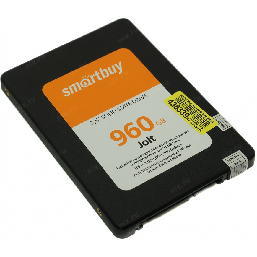 

SSD накопитель SmartBuy Jolt 2.5" 960 ГБ (SB960GB-JLT-25SAT3), Jolt