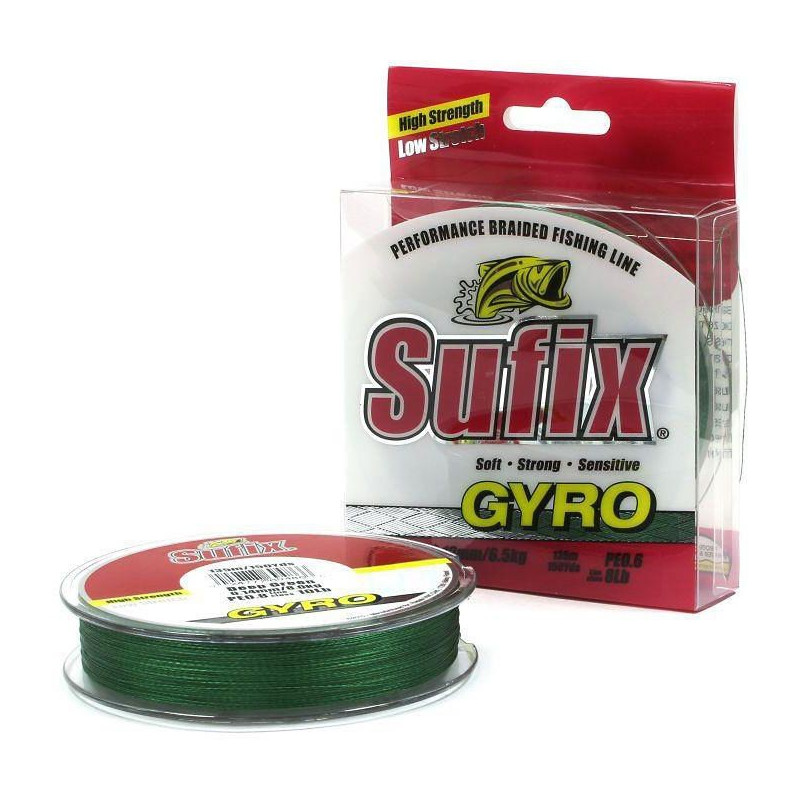 Леска плетеная Sufix Gyro Braid 0,17 мм, 135 м, 8,9 кг, green