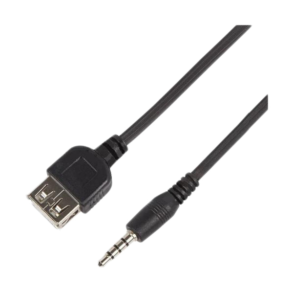 фото Кабель rexant usb-aux, 4 контактный штекер 3,5 мм на гнездо usb af, 1 метр