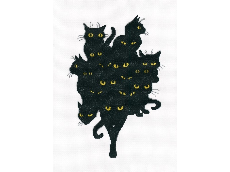 фото Набор для вышивания рт-m670 среди черных котов 18,5х27 см рто