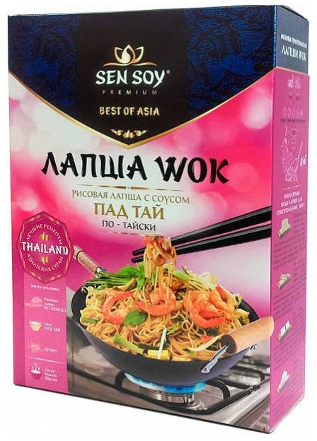 Wok по-тайски Sen Soy лапша рисовая с соусом pad thai и кунжутом 235 г