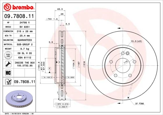 фото Тормозной диск brembo 09.7808.11