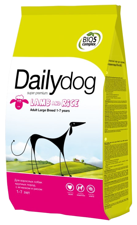 Сухой корм для собак Dailydog Adult Large Breed, для крупных пород, ягненок и рис, 3кг