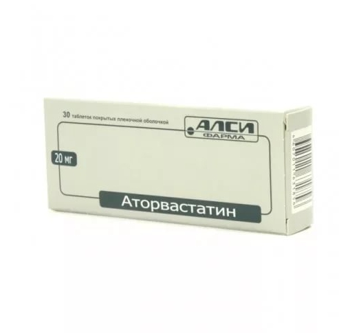 

Аторвастатин таблетки, покрытые оболочкой 20 мг 30 шт. АЛСИ Фарма, Аторвастатин