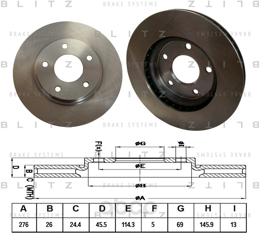 фото Тормозной диск blitz для mitsubishi lancer 2008-/dodge caliber 2006- bs0334