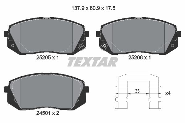 фото Комплект тормозных дисковых колодок textar 2520501