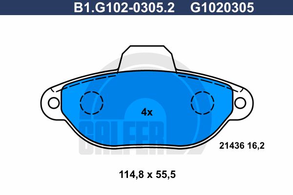 

Комплект тормозных дисковых колодок GALFER B1.G102-0305.2