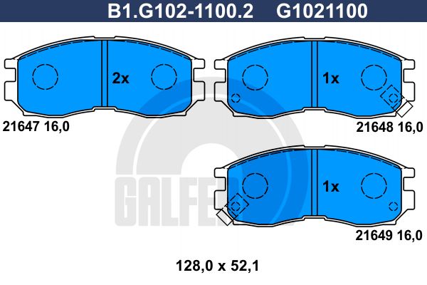 

Комплект тормозных дисковых колодок GALFER B1.G102-1100.2
