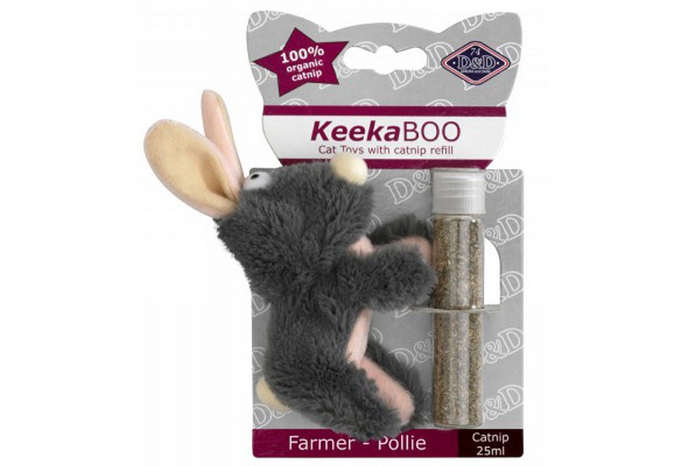 фото Мягкая игрушка для кошек ebi farmer-pollie плюш, пластик, серый, 8.5 см