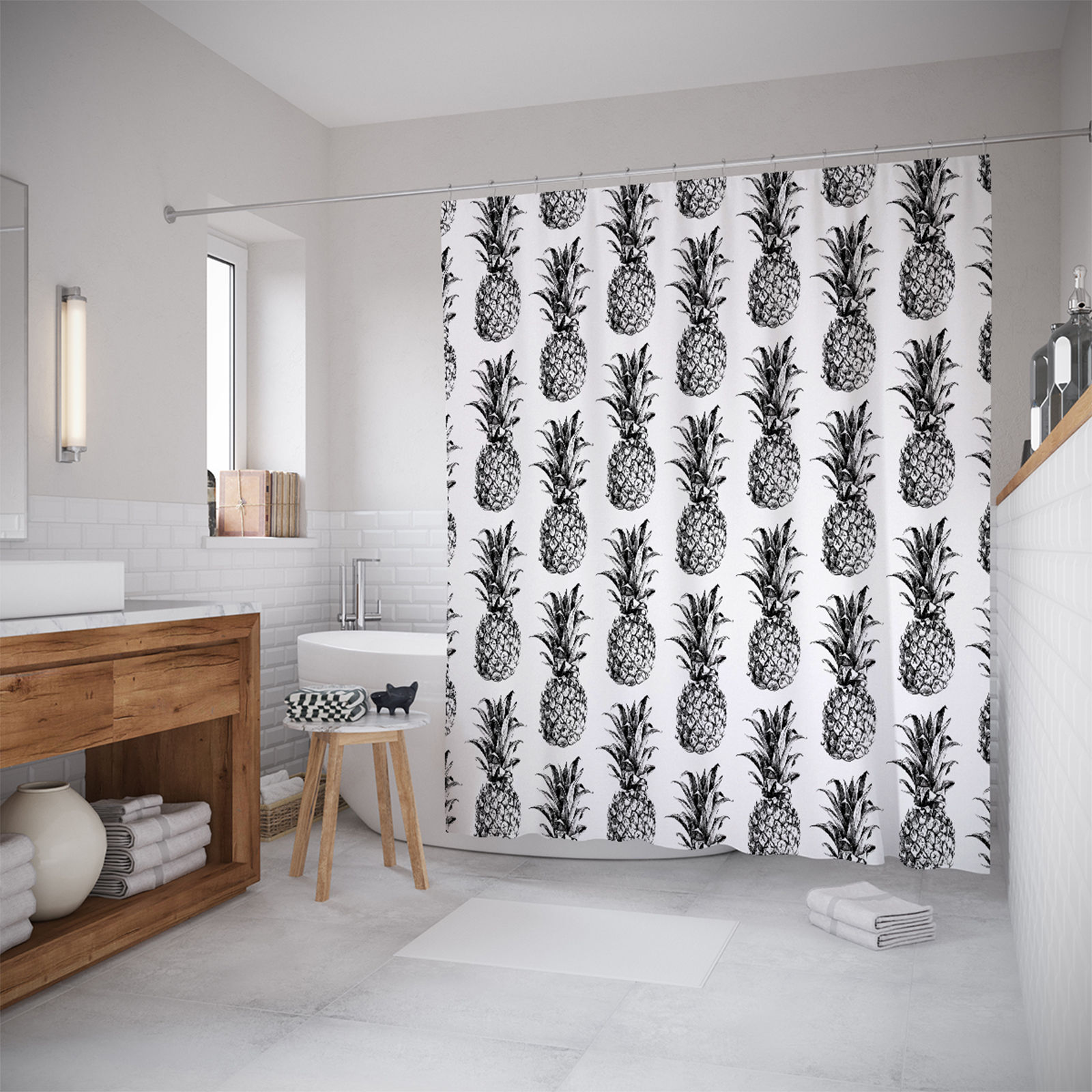 

Штора для ванной JoyArty «Коллекция ананасов» 180x200, Белый
