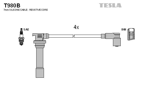 фото Комплект проводов зажигания tesla t980b