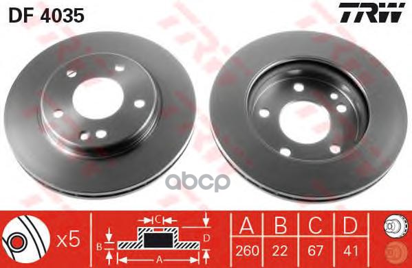 фото Тормозной диск trw/lucas для df4035