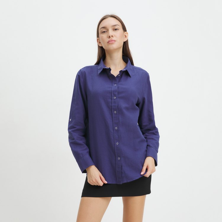 

Рубашка женская Maison David BLN923-1 синяя M, Синий, BLN923-1