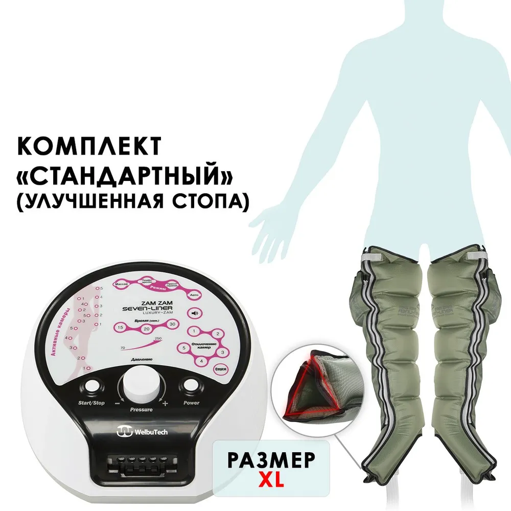 

Аппарат для лимфодренажа WelbuTech Seven Liner Zam Luxury XL комплект Стандартный, Черный