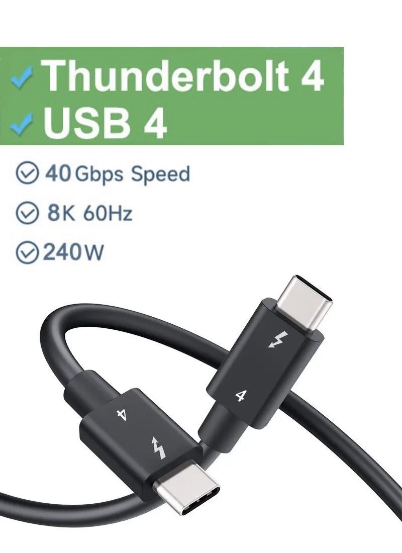 

Кабель USB4 / Thunderbolt 4 PD 100W 40 Гбит/с - 0,5 метра, Черный, USB4T4-S