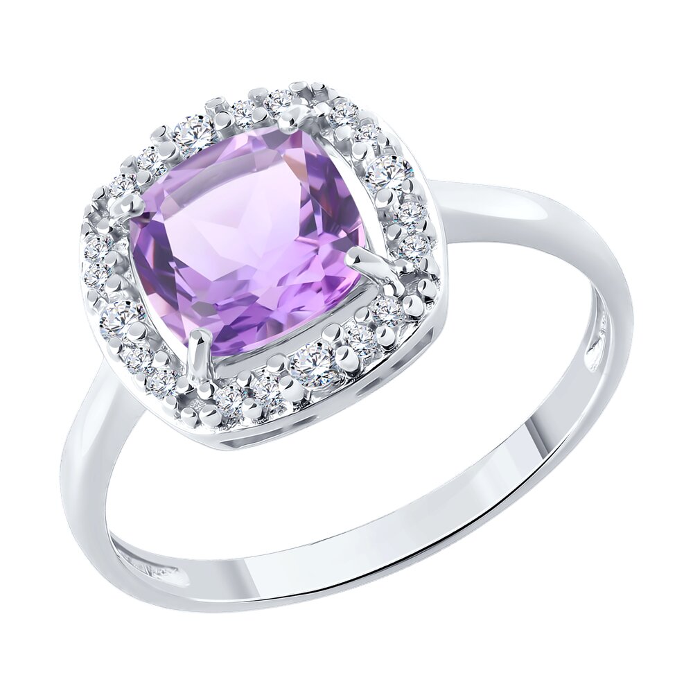 

Кольцо из серебра р. 17 SOKOLOV 92014640, фианит/аметист, 92014640