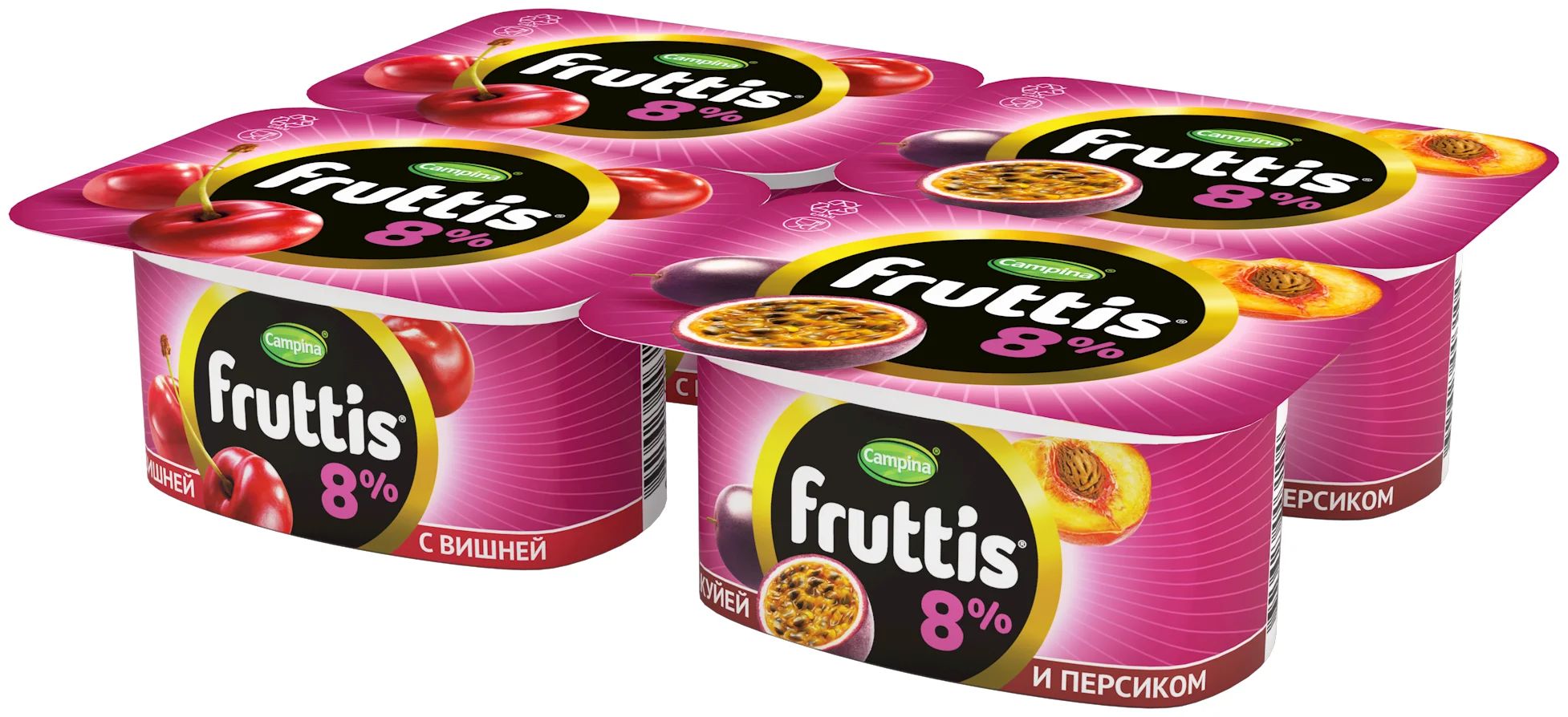 Йогуртный продукт Fruttis вишня-персик-маракуйя 8 - 10% 115 г