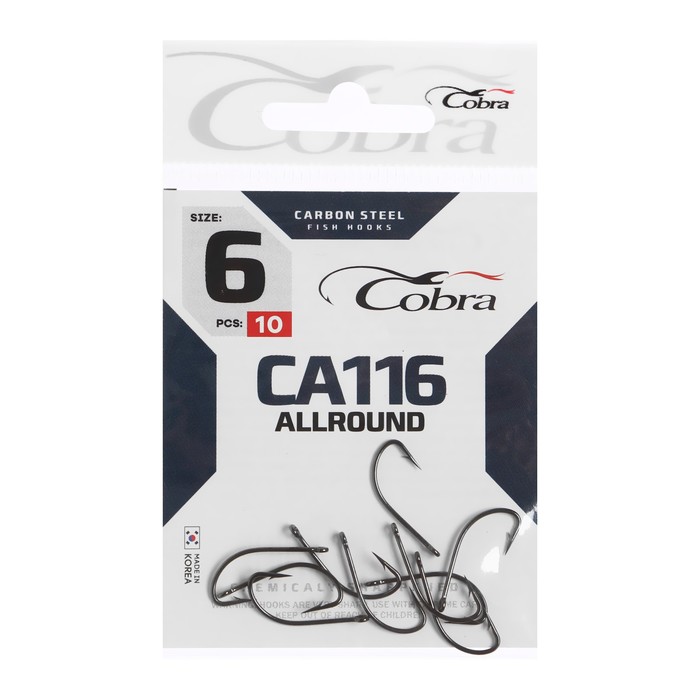 

Крючки Cobra ALLROUND сер. CA116 разм. 006 10шт., Черный