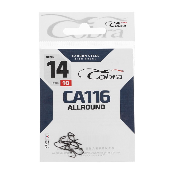 

Крючки Cobra ALLROUND сер. CA116 разм. 014 10шт., Черный