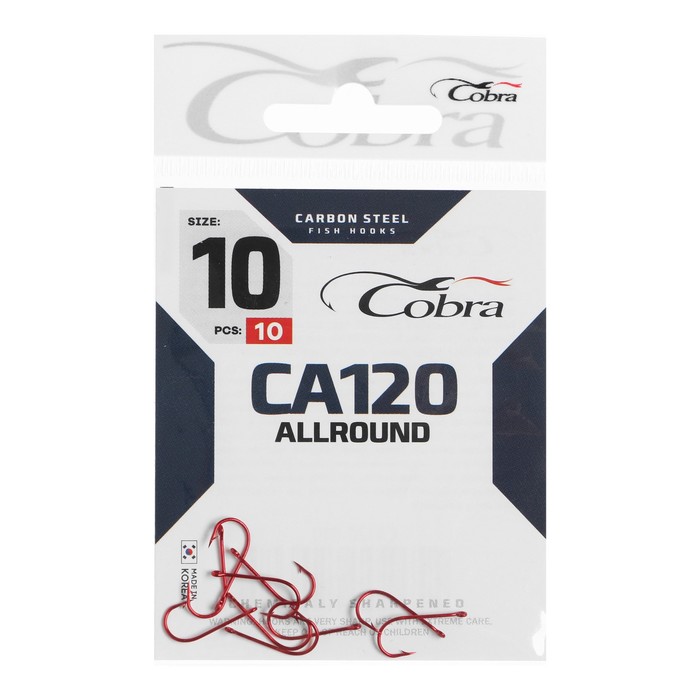 

Крючки Cobra ALLROUND сер. CA120 разм. 010 10шт., Красный
