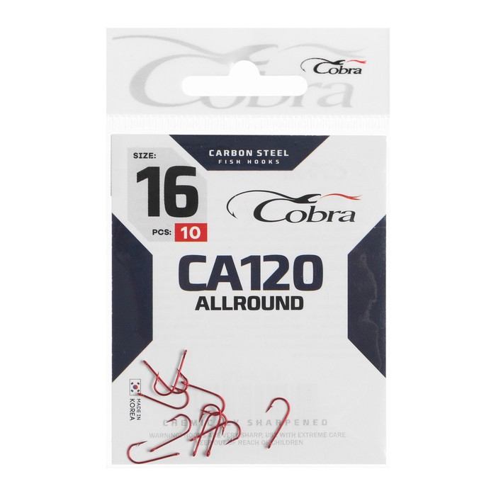 

Крючки Cobra ALLROUND сер. CA120 разм. 016 10шт., Красный