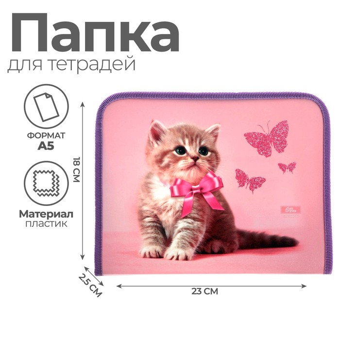 

Папка Calligrata для тетрадей ПМ-А5-04 А5 180 х 230 х 25 мм пластиковая 2шт., Розовый