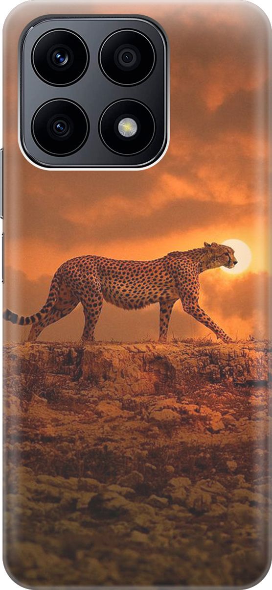 

Силиконовый чехол на Honor X8a с принтом "Закатный гепард", Коричневый;оранжевый, 158881