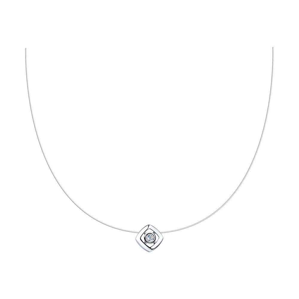 

Колье из серебра 42 см SOKOLOV 94070273, фианит, 94070273