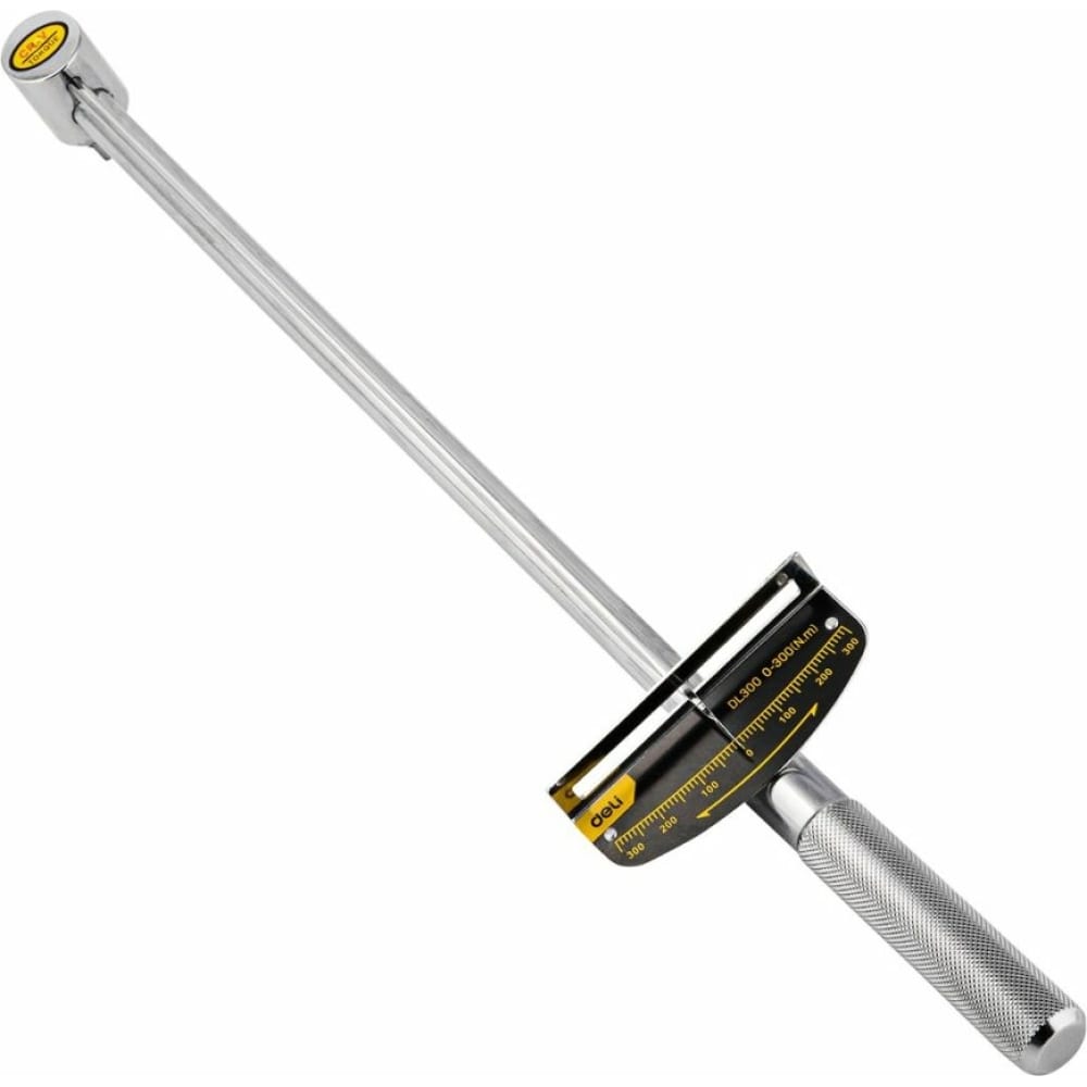 

DELI динамометрический ключ DL300 (0-300нм, 1/2", длина 480мм, головка cr-v, противоскольз