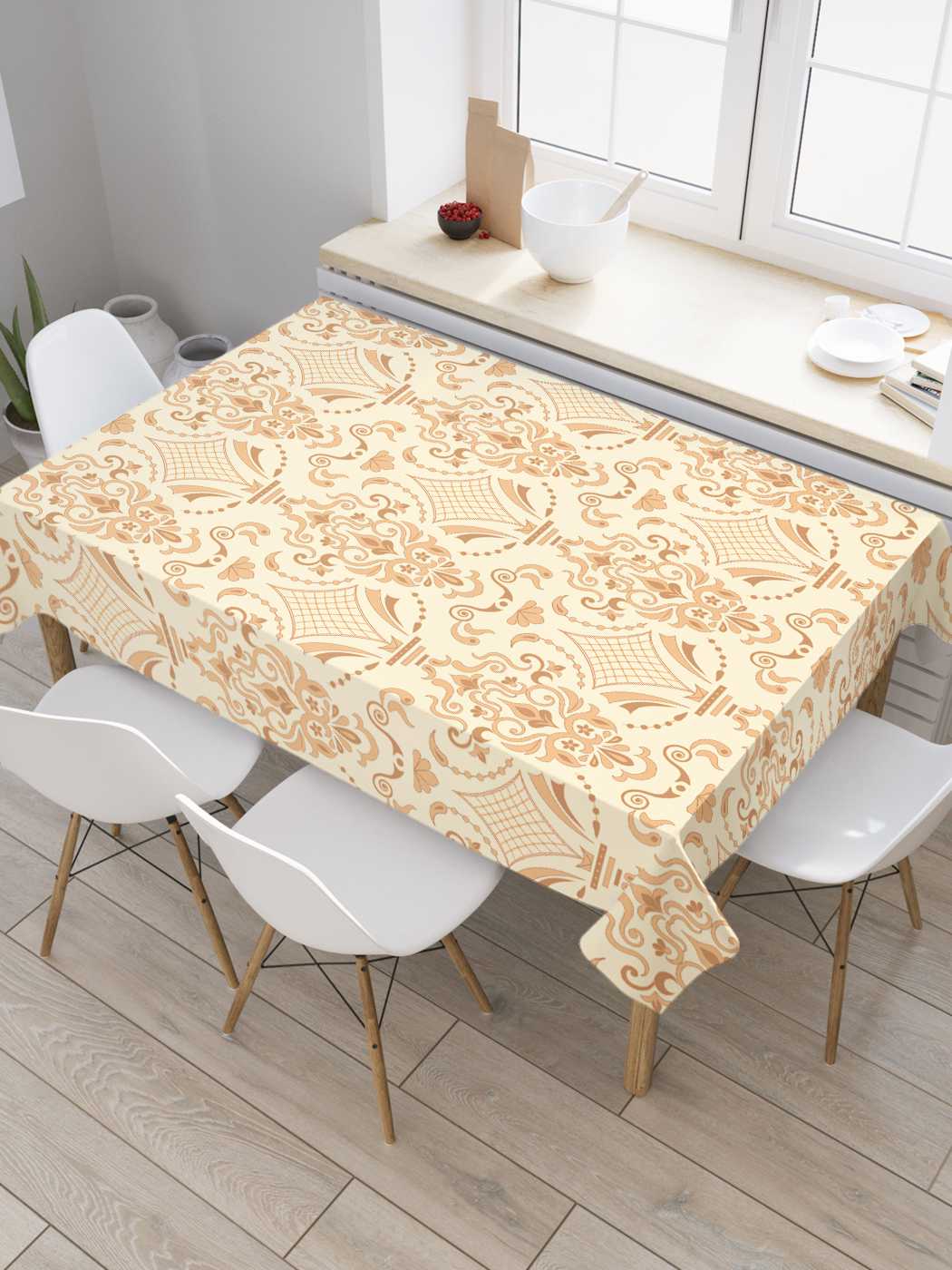

Скатерть прямоугольная JoyArty "Классический орнамент" из оксфорда, 120x145 см, Желтый, Классический орнамент