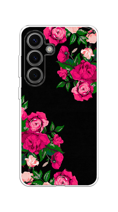 

Чехол на Samsung Galaxy S25 "Розы фуксия", Черный;розовый;зеленый, 2110350-1