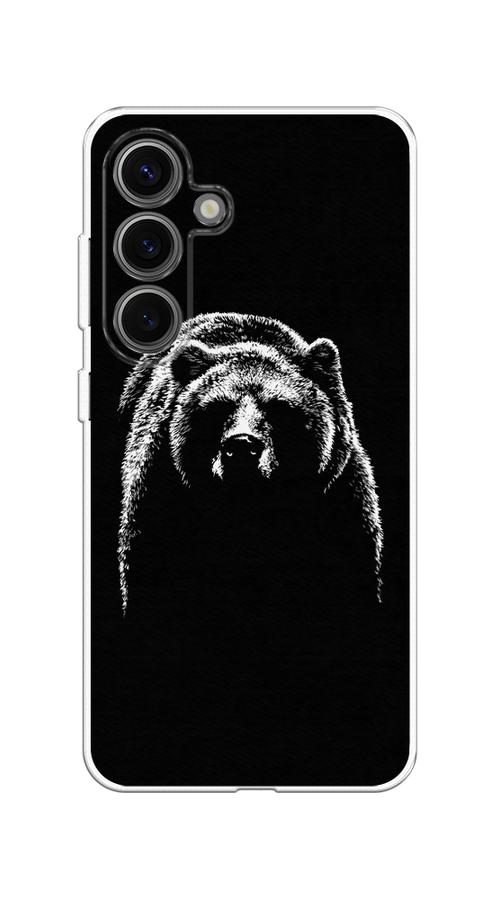 

Чехол на Samsung Galaxy S25 "Медведь в ночи", Белый;черный, 2110350-1
