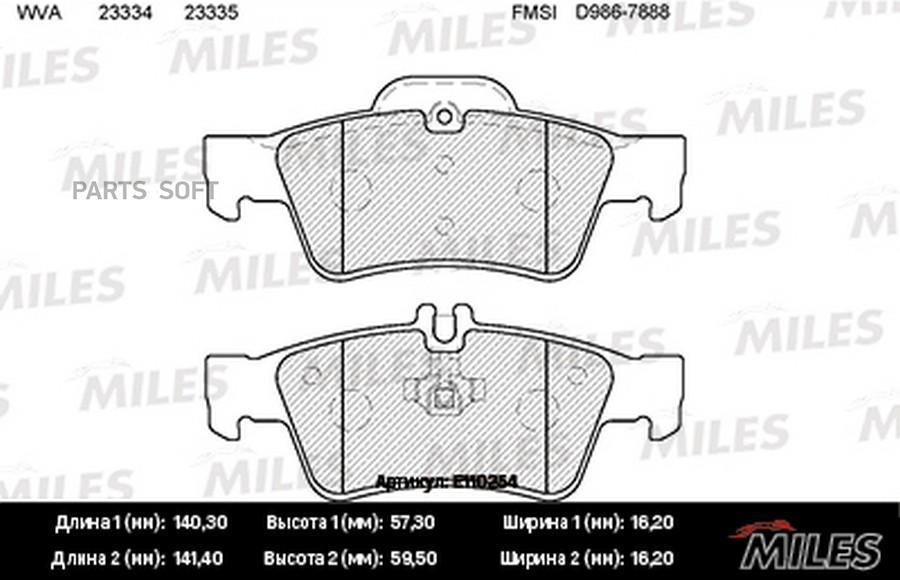 

Колодки тормозные без датчика Смесь Semi-Metallic ME MILES E110254