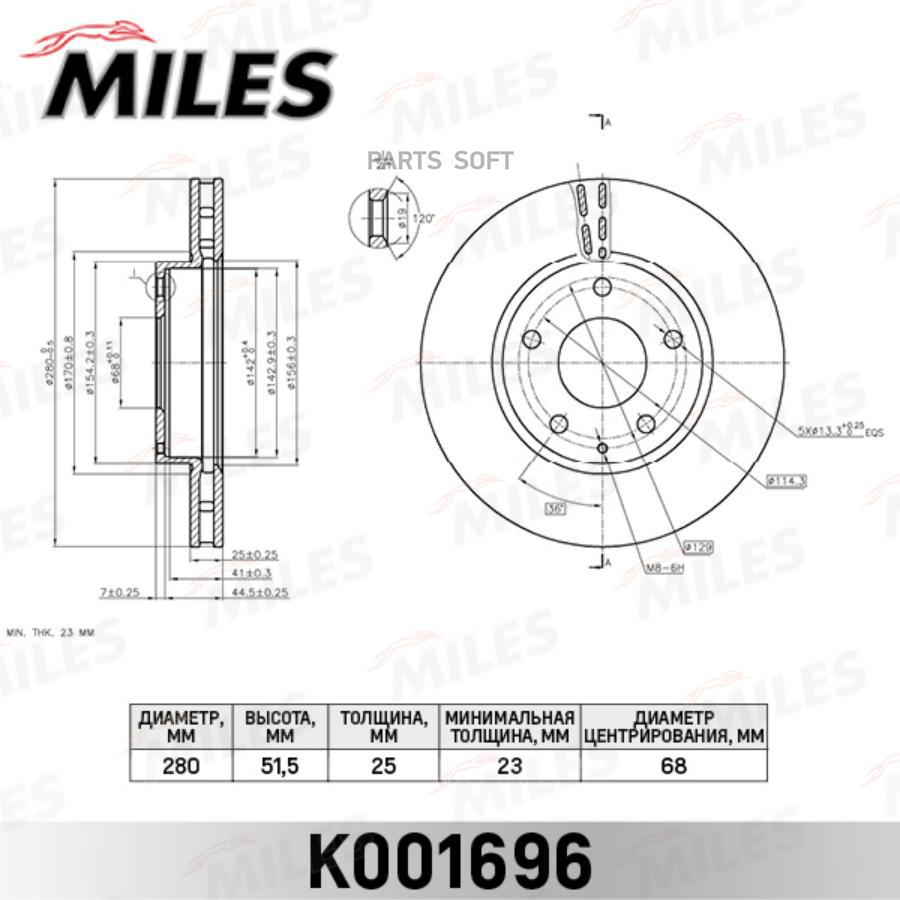 

Тормозной диск Miles K001696