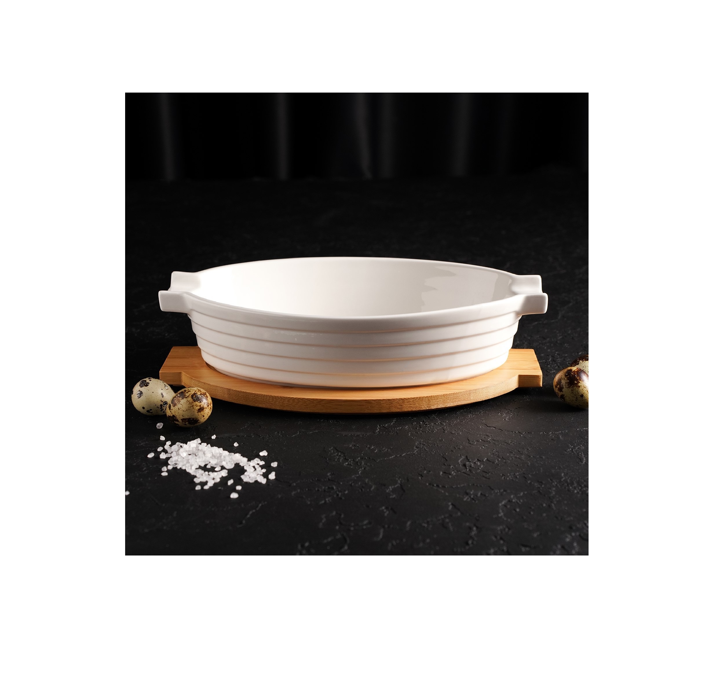 

Форма для запекания Cotton с бамбуковой крышкой 28 х 16,3 х 6,2 см, Белый