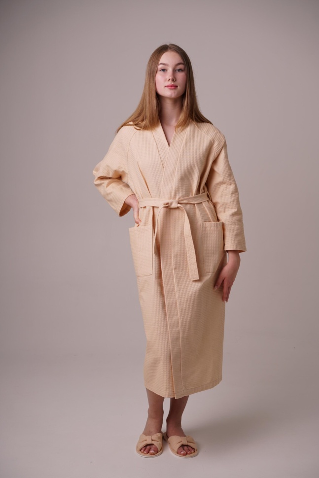 Халат женский Моя Пижама Вафельный бежевый 52-56 RU