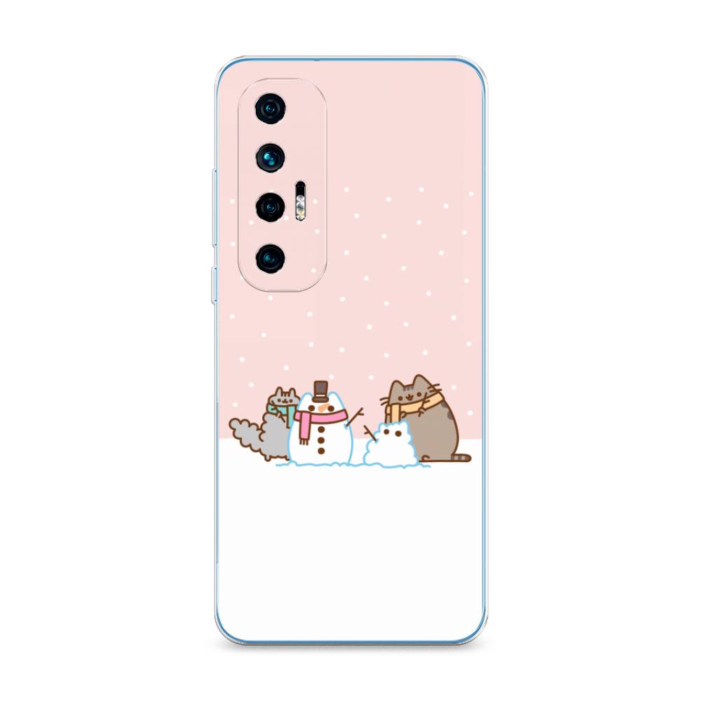 

Чехол на Xiaomi Mi 10S "Котики в снегу", Розовый;белый;серый, 310550-5