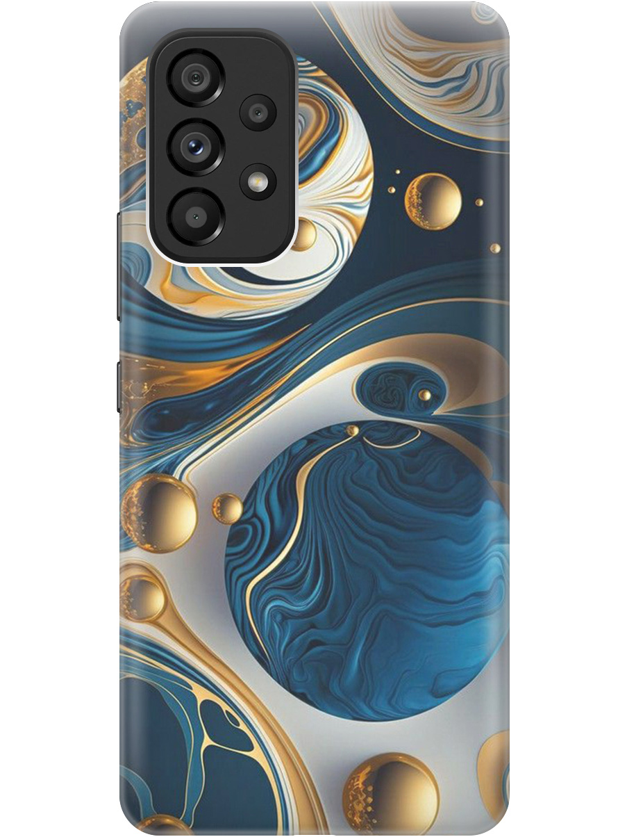 

Силиконовый чехол на Samsung Galaxy A53 5G с рисунком "Сине-золотые фигуры" прозрачный, Желтый;синий, 20000850