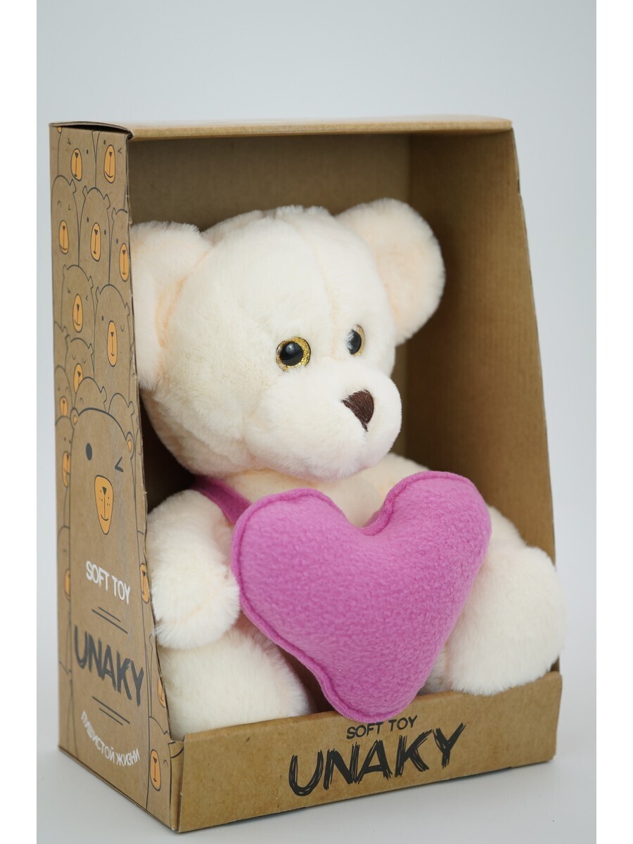 Мягкая игрушка Unaky Soft Toy медведь Аха 24-32 см 0937224S-33M бежевый мягкая игрушка unaky soft toy котенок аф с шариками в белом колпаке с кисточкой 30 см