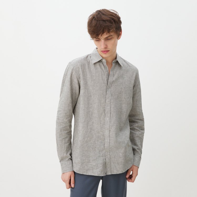 

Рубашка мужская Maison David BLN926-1 серая XL, Серый, BLN926-1