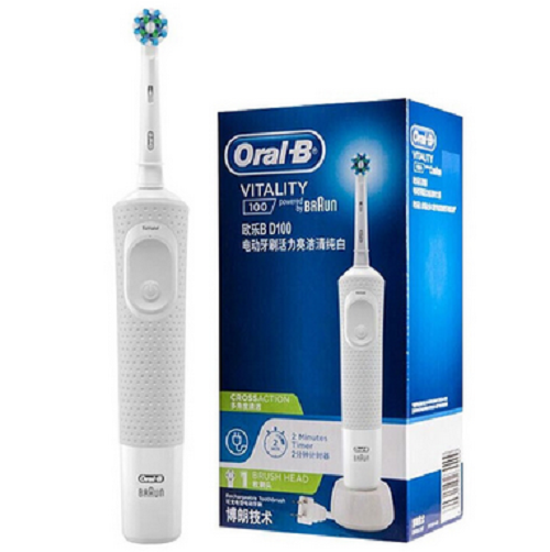 Электрическая зубная щетка Oral-B Vitality D100 белая электрическая зубная щетка oral b pro 750 white d 16 513 ux с футляром белая