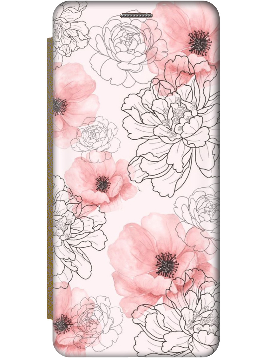 

Чехол-книжка на Samsung Galaxy A73 5G с рисунком "Нежно розовые цветы" золотой, Розовый, 20001059