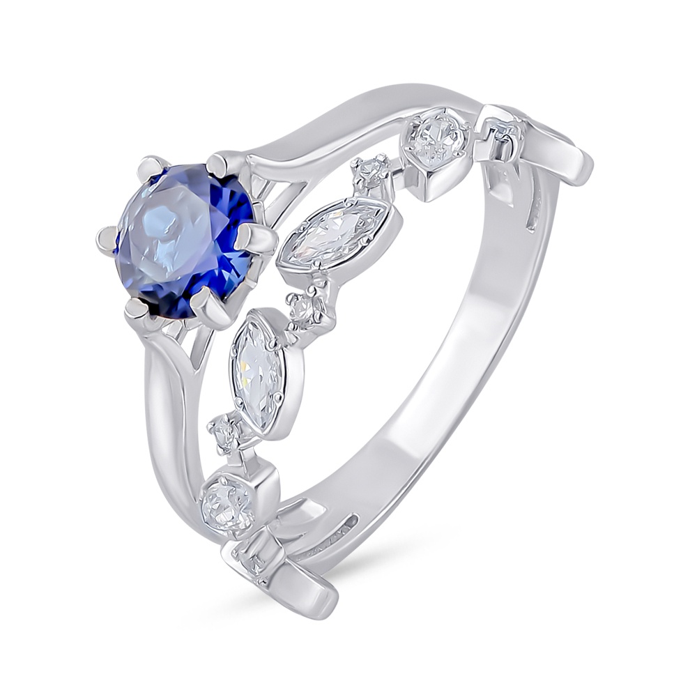 Кольцо женское из серебра с ювелирным кристаллом, фианитом 585Gold 701010283, р. 17,5