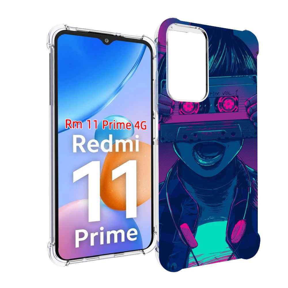 

Чехол MyPads киберпанк с кассетой для Xiaomi Redmi 11 Prime 4G, Прозрачный, Tocco