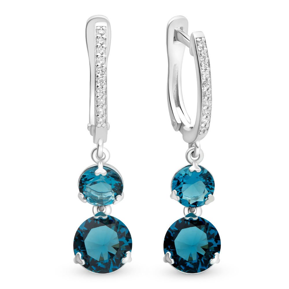 

Серьги подвески из серебра 585Gold 702005817, кристалл ювелирный/фианит, 702005817