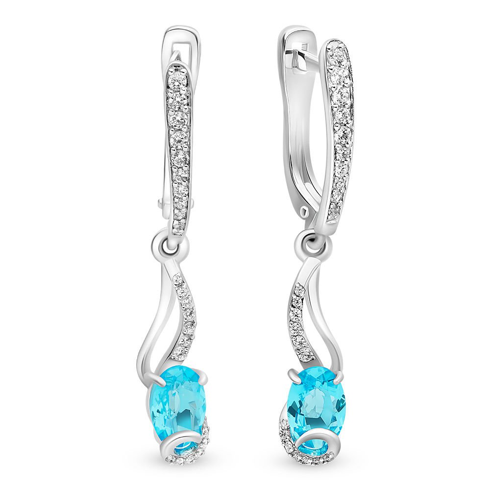 

Серьги подвески из серебра 585Gold 702006036, кристалл ювелирный/фианит, 702006036