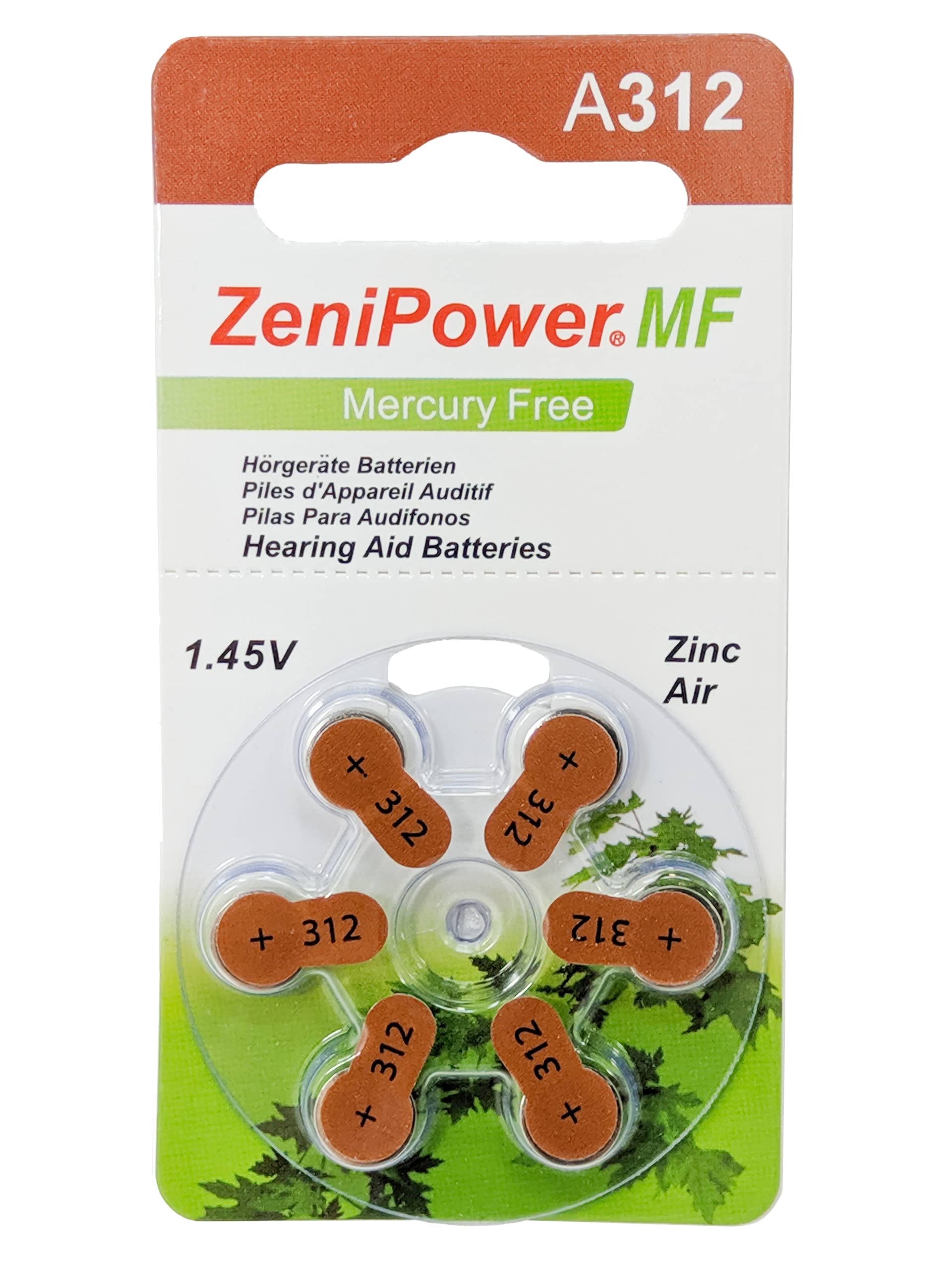 Набор батареек ZeniPower для слуховых аппаратов, тип 312 батарейки audifon для слуховых аппаратов воздушно цинковые тип 13 1 блистер 6 батареек